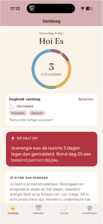 Vandaag-scherm Ritmiq met patroon-inzicht